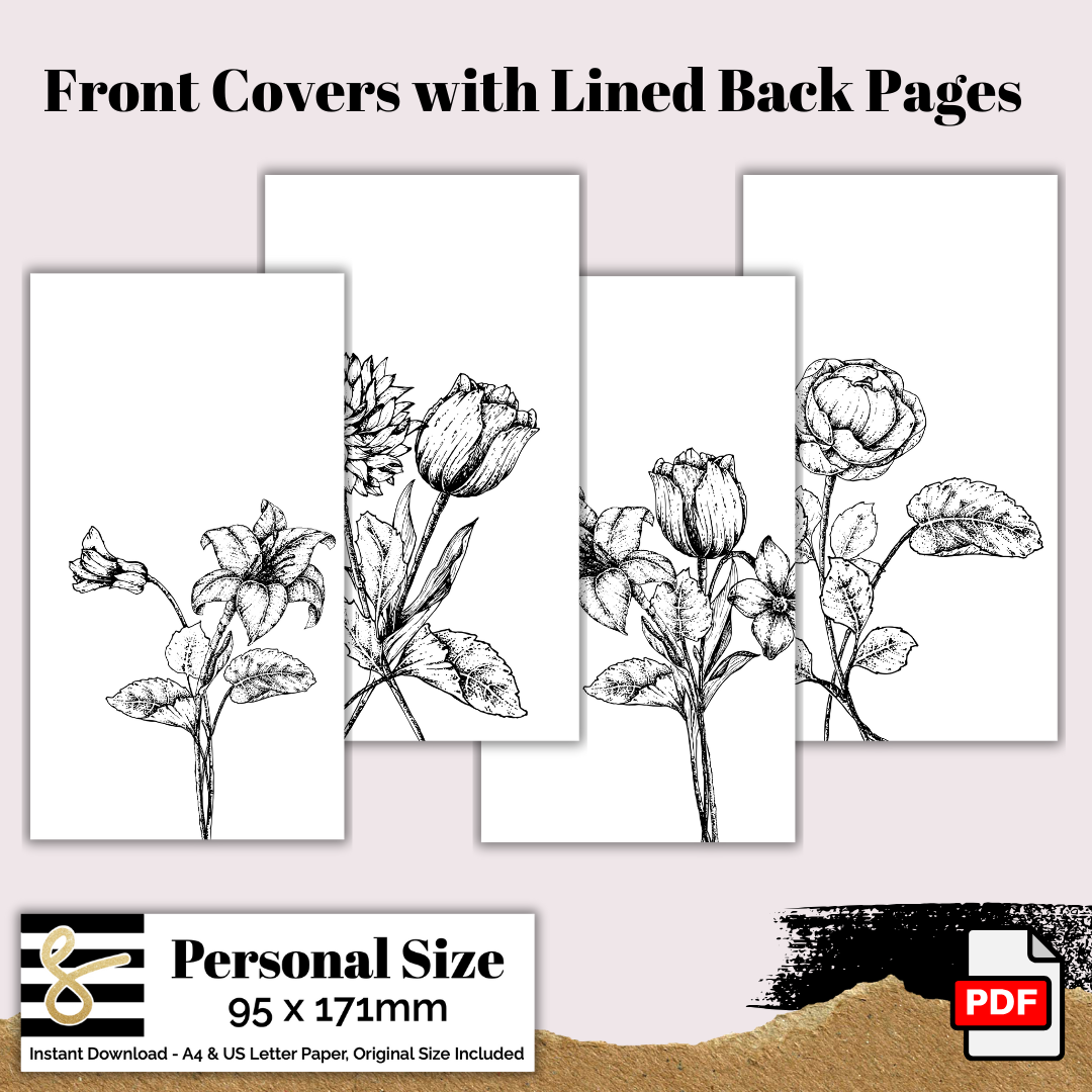 Personal Botanical Front Cover Printable PDF - Instant Download - Disc or Rings