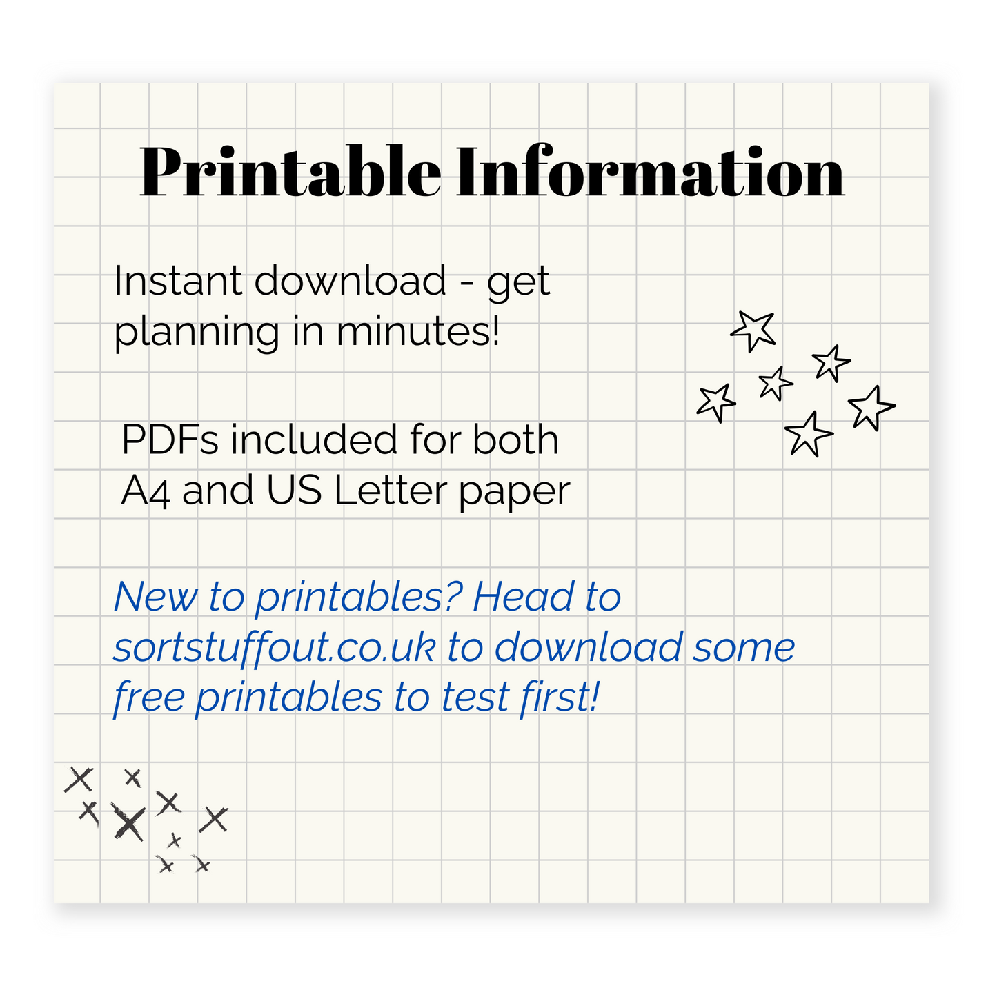 A5 Grid Detailed Weekly Printable PDF - Instant Download - Disc or Rings - WO2P Insert