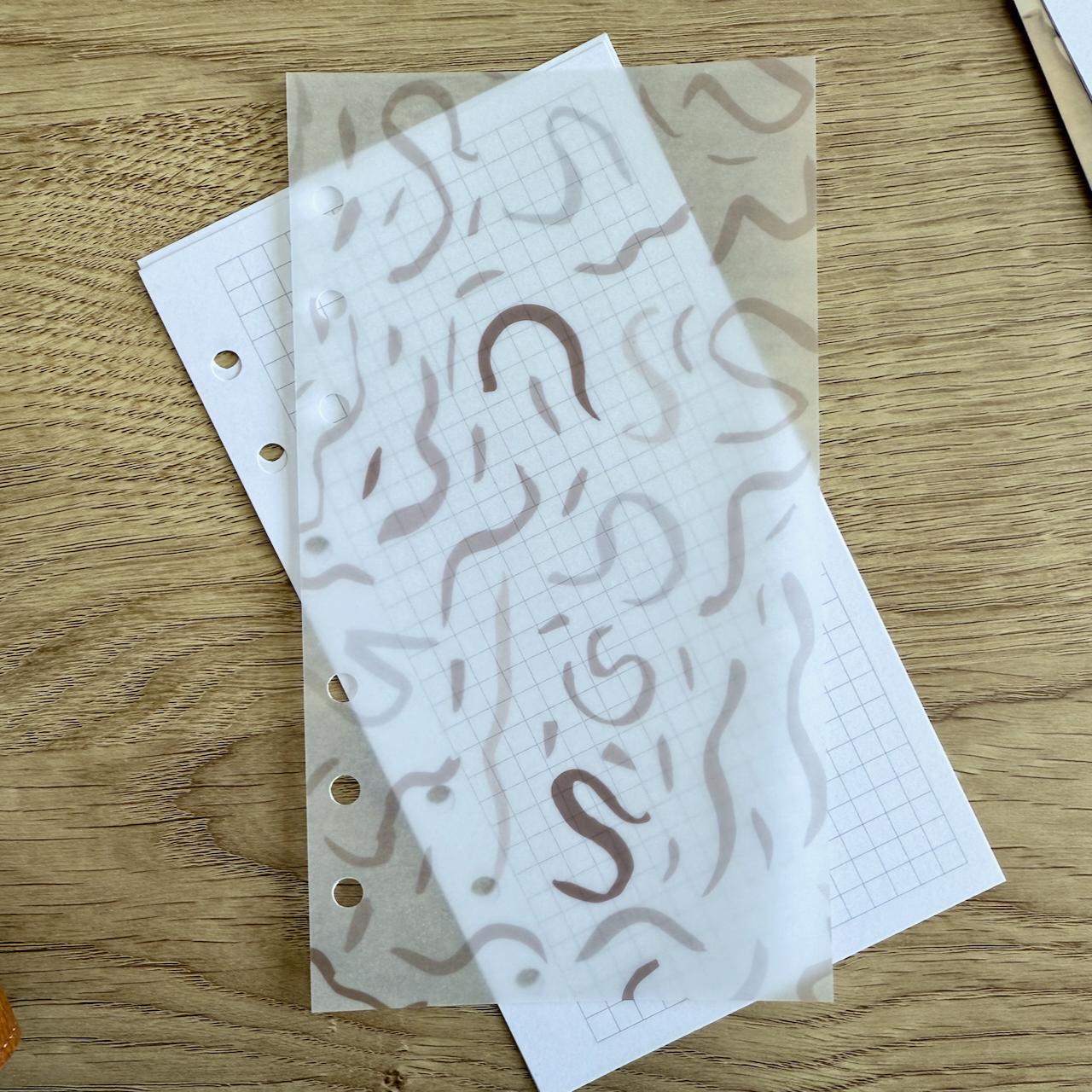 Neutral Abstract Vellum Dashboards - Set of 3 - A5, B6, Personal Wide, Personal, A6, Pocket, Mini Ring Planners. Add Deco and Layering