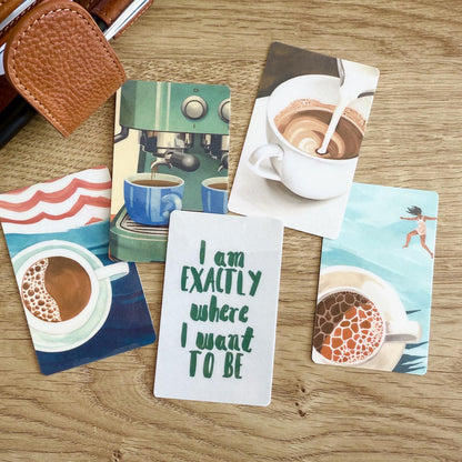 Journal Cards - Coffee Lover - 5 Pack for Planner Deco - Use as Bookmarks, Decoration - Clip and Card Holder Options