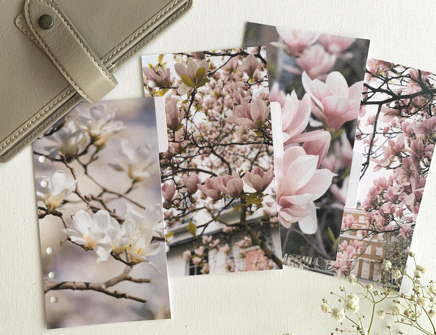 Spring Magnolia Planner Dividers - Choose Your Size - Photographic Side Tabs. Blank Tabs to use with Tab Labels