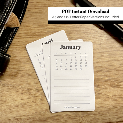 PRINTABLE 2026 Calendar Date Cards