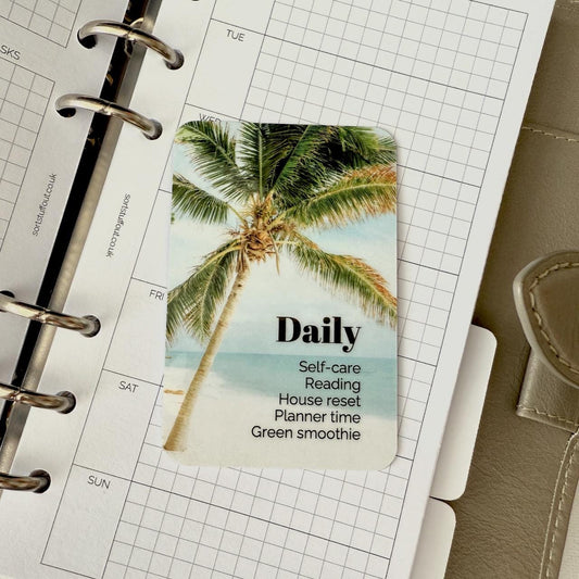 Summer Custom Task Card - White Sands - Personalised Task Card for Your Planner - Add Tasks, Routines, Reminders - Functional, Minimal Deco