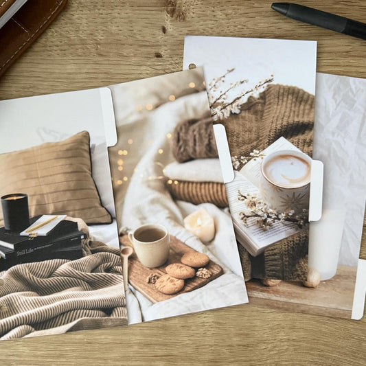 Winter Neutral Planner Dividers, Photographic Side Tabs. Blank Tabs to use with Tab Labels