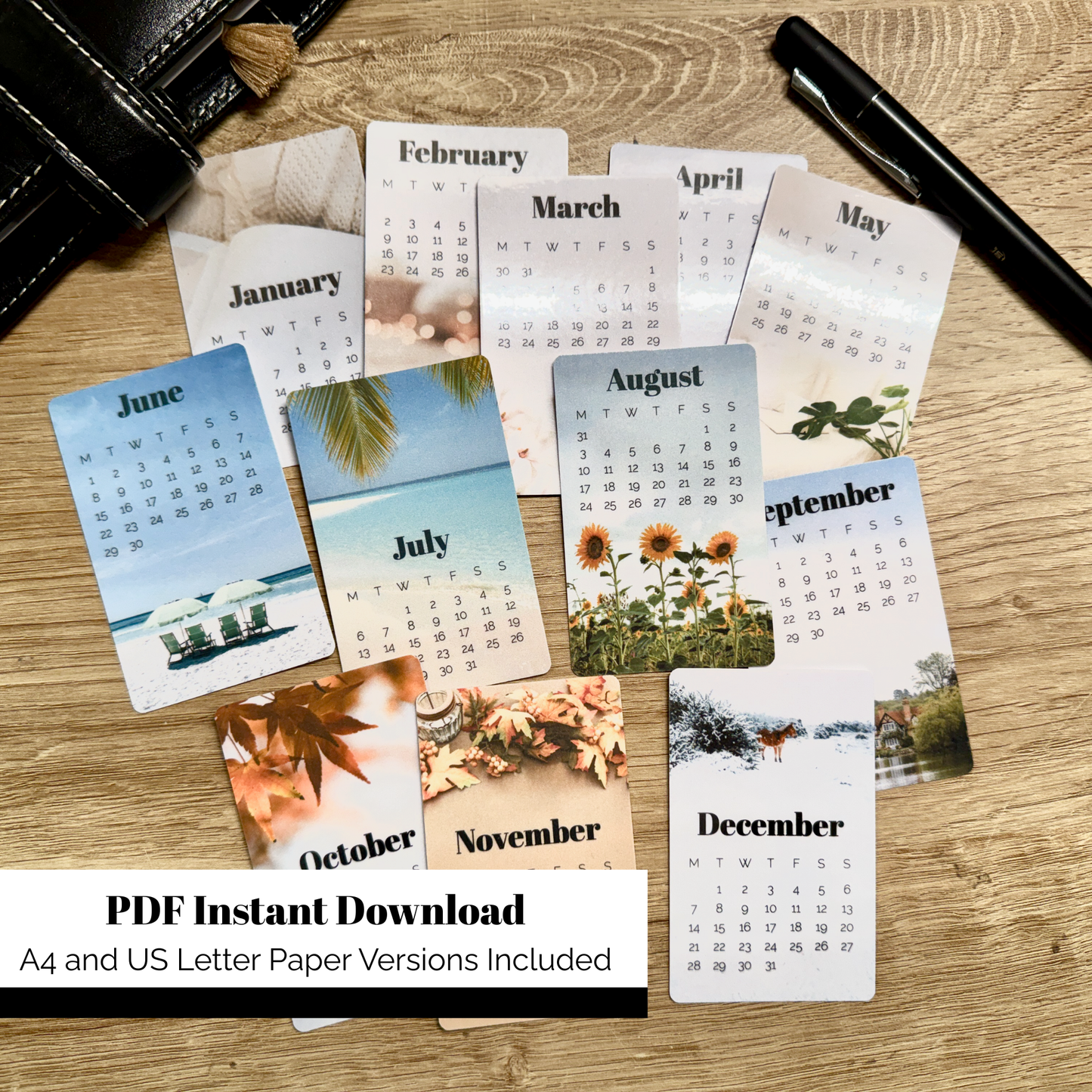 PRINTABLE 2026 Calendar Journal Cards