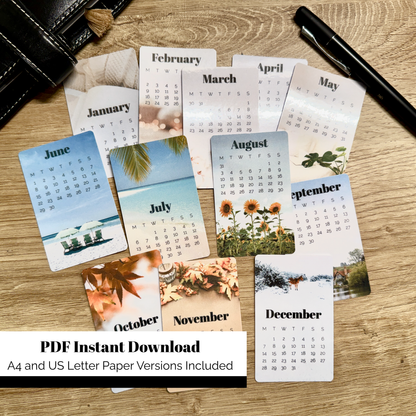 PRINTABLE 2026 Calendar Journal Cards
