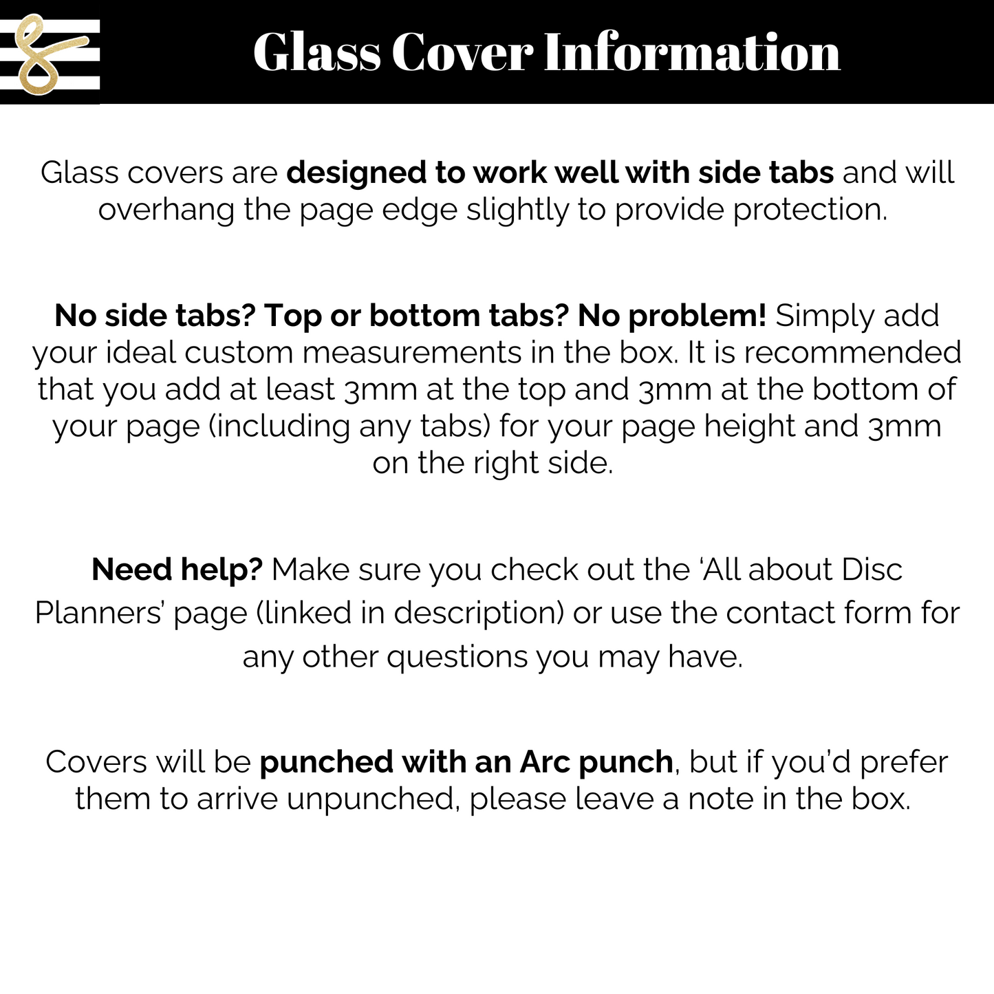 Glass Covers for Disc Planners