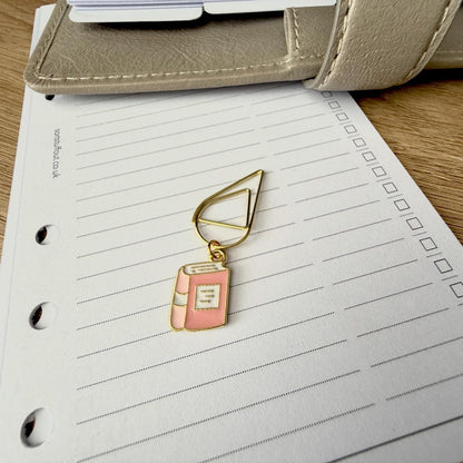 Small Pink Book - Reading Bookworm Planner Charm - Page Marker Clip - Ring Planner Accessories & Deco - Filofax, Kikki K