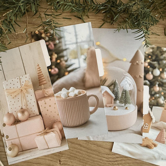 Pink Christmas Planner Dividers, Photographic Side Tabs. Blank Tabs to use with Tab Labels