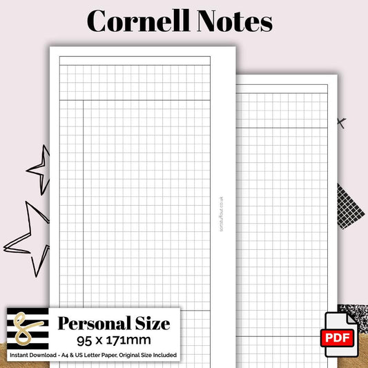 Personal Cornell Notes Printable PDF - Instant Download - Disc or Rings - WO2P Insert
