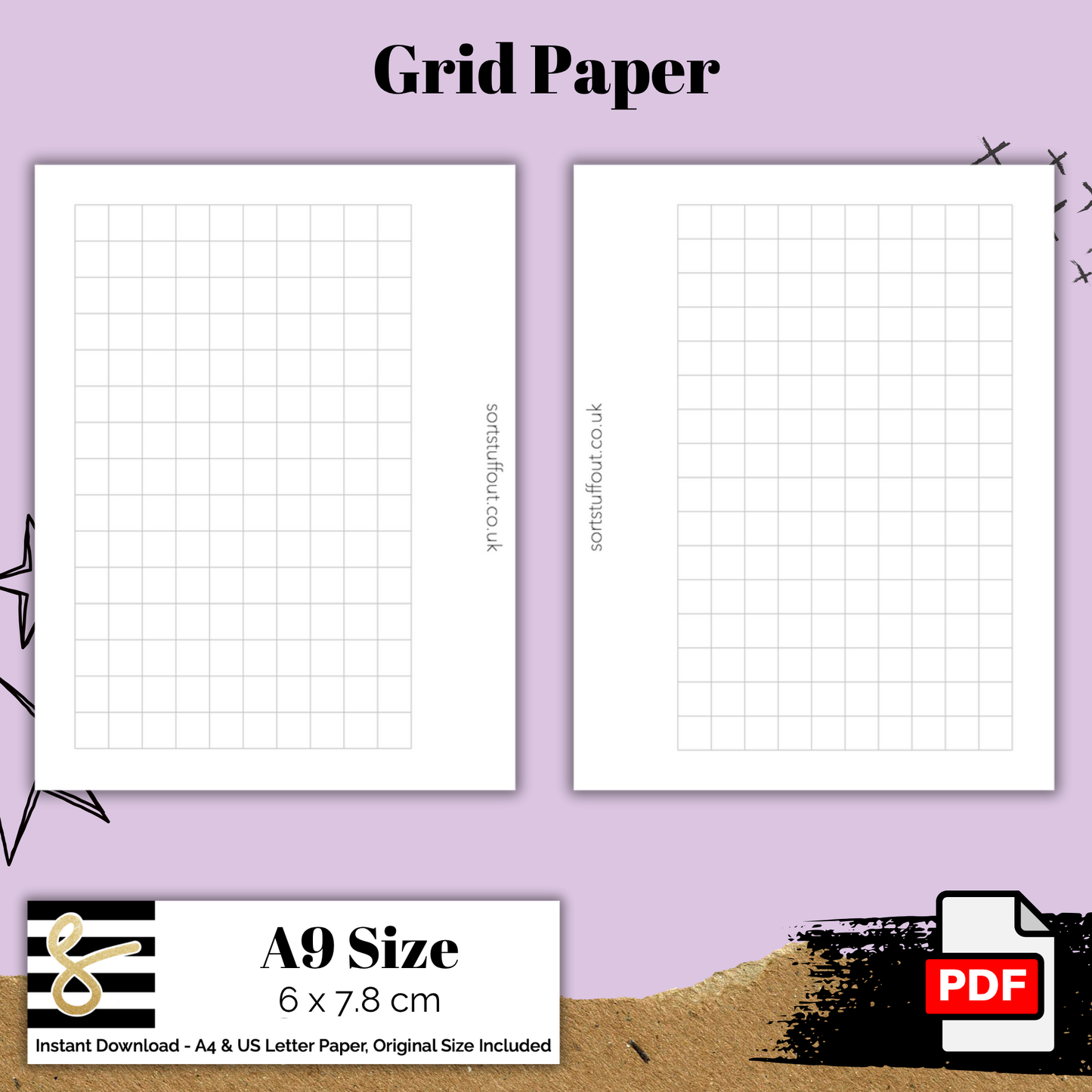 Grid Paper - A9 Printable Insert for 3 Ring Planners