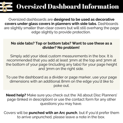 Oversized Dashboards for Disc Planners (Individual)