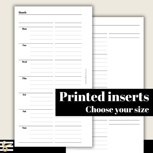 a set of three printable inserts with the text, choose your size