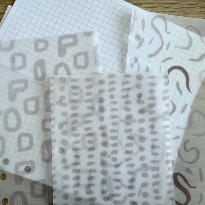 Neutral Abstract Vellum Dashboards - Set of 3 - A5, B6, Personal Wide, Personal, A6, Pocket, Mini Ring Planners. Add Deco and Layering