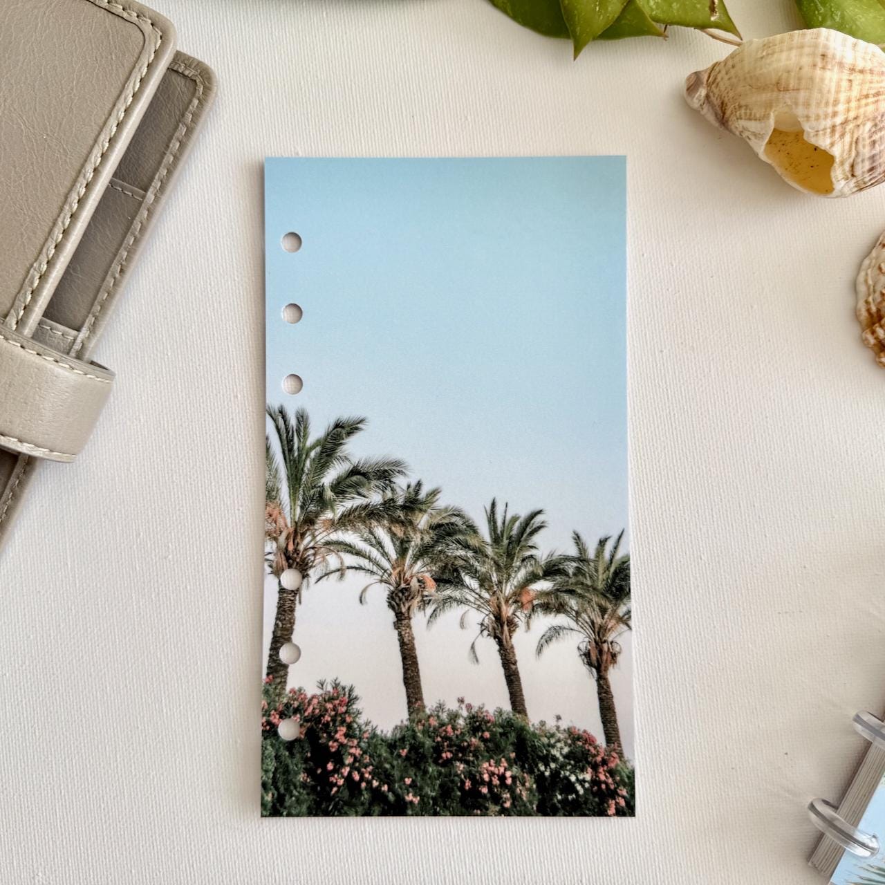 Palm Sunset Summer Dashboard - Fits A5, B6, Personal Wide, Personal, A6, Pocket, Mini Ring Planners. Protective Cover.