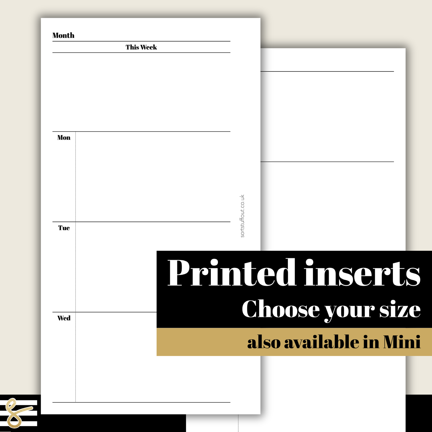 two sheets of paper with the text printed inserts choose your size also available in