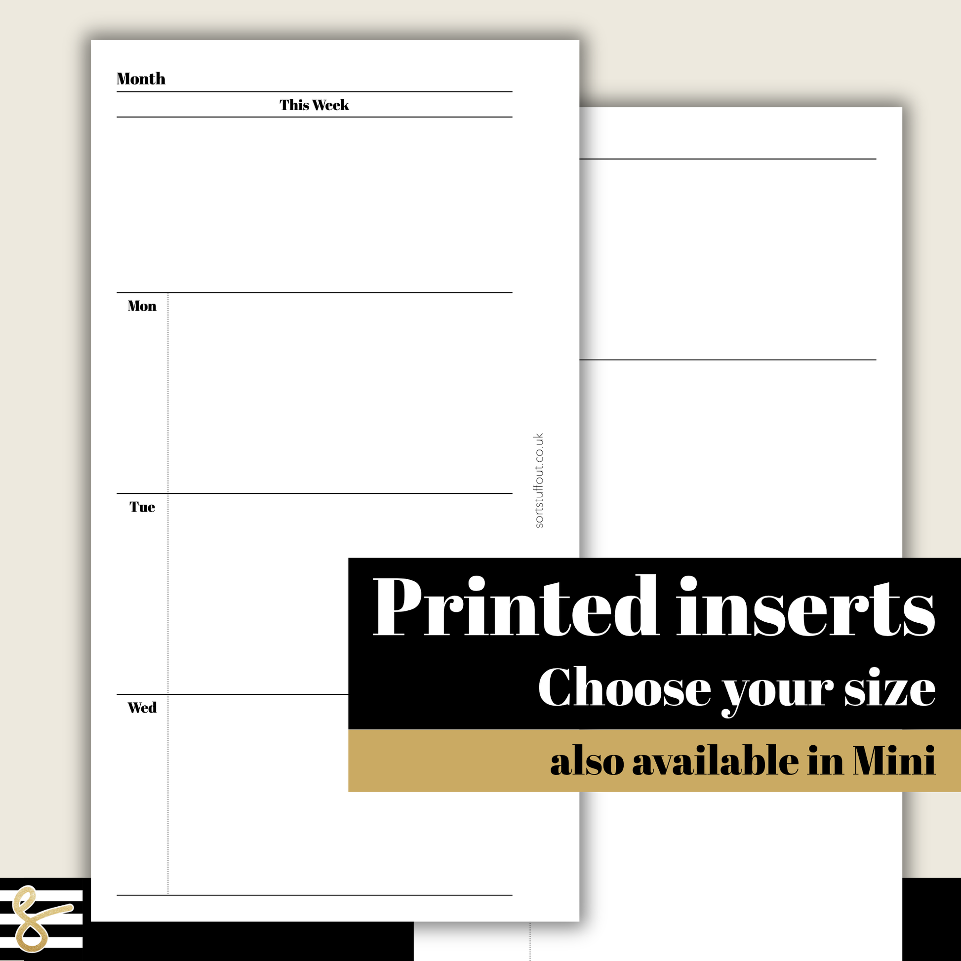two sheets of paper with the text printed inserts choose your size also available in