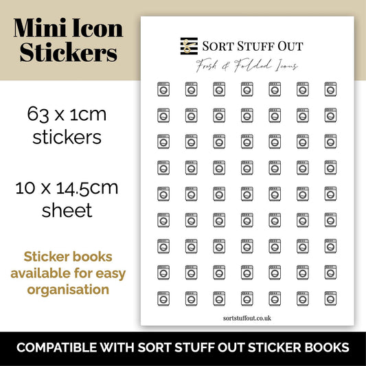 Laundry Icon Stickers - Option to Include Sticker Book Extras - Functional Planner Stickers