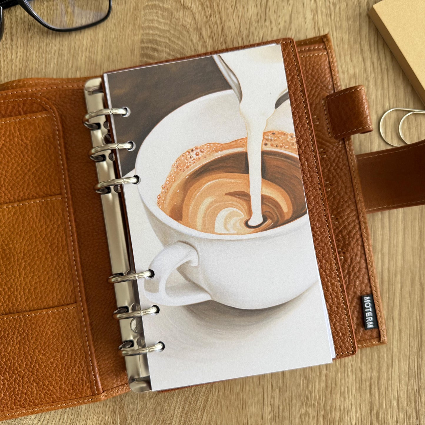 Latte Pour Dashboard - A5, B6, Personal Wide, Personal, A6, Pocket, Pocket Plus, Mini Ring Planners. Protective Cover.