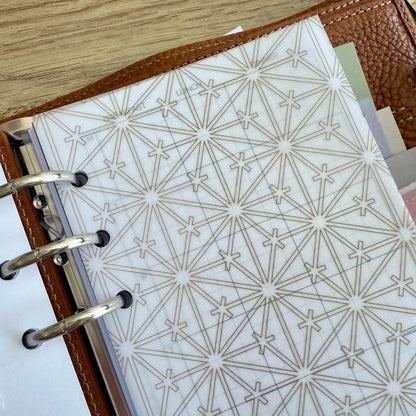 Geometric Vellum Dashboards - Set of 3 - A5, B6, Personal Wide, Personal, A6, Pocket, Mini Ring Planners. Add Deco and Layering