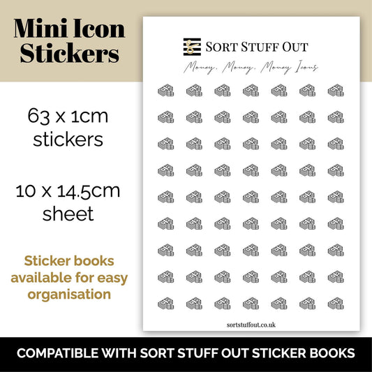 Money Icon Stickers - Option to Include Sticker Book Extras - Functional Planner Stickers