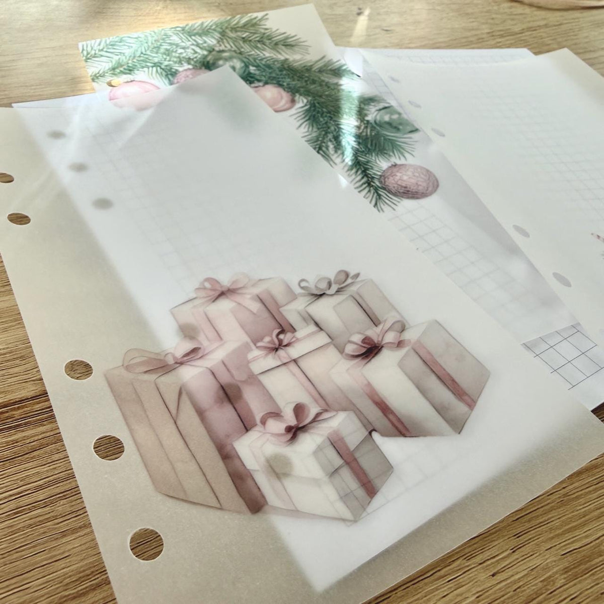 Pink Christmas Vellum Dashboards - Set of 3 - Choose Your Size
