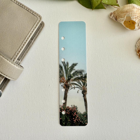 Summer Photo Page Marker - Palm Sunset - Choose A5, B6, Personal Wide, Personal, A6, Pocket, Mini - Add Custom Text - Planner Bookmark