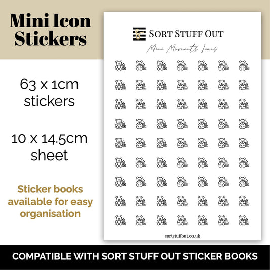 Mini Moments Childcare Icon Stickers - Option to Include Sticker Book Extras - Functional Planner Stickers