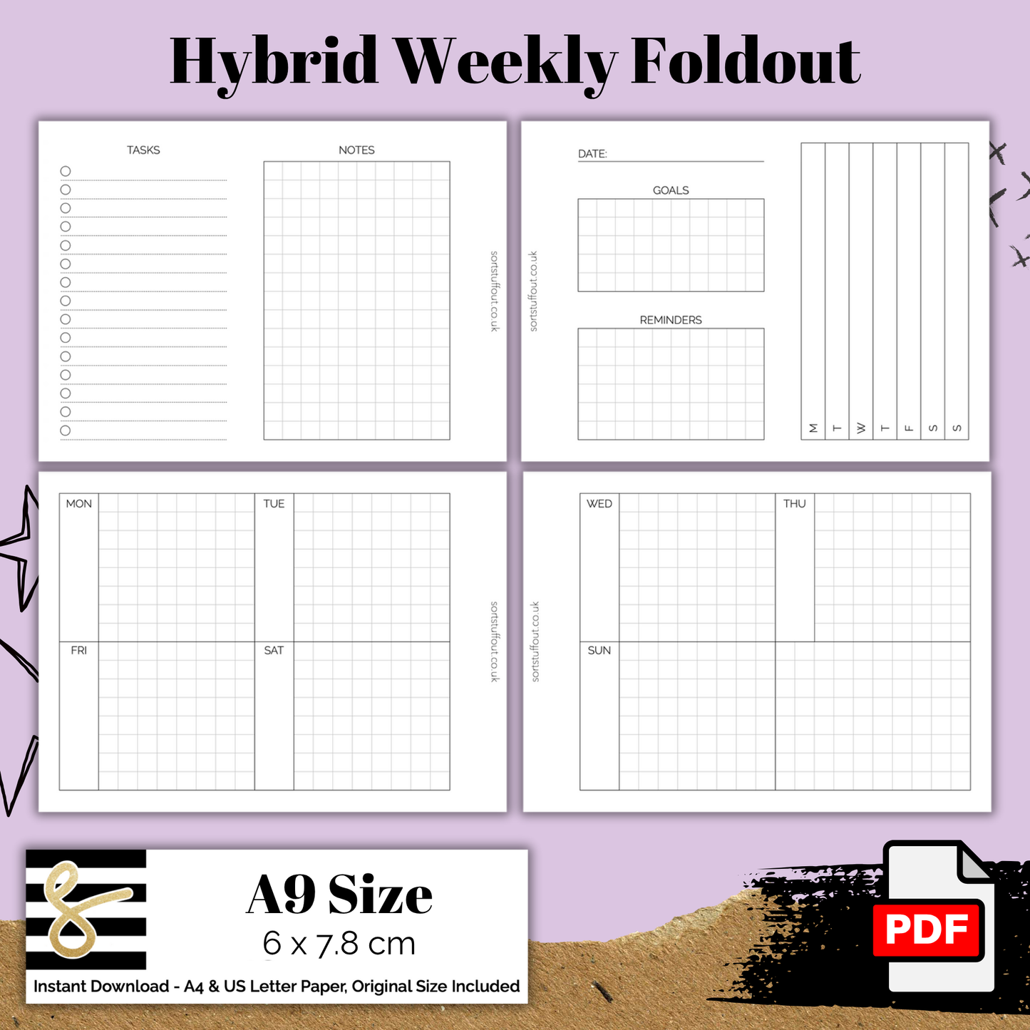 Hybrid Weekly Foldout - A9 Printable Insert for 3 Ring Planners