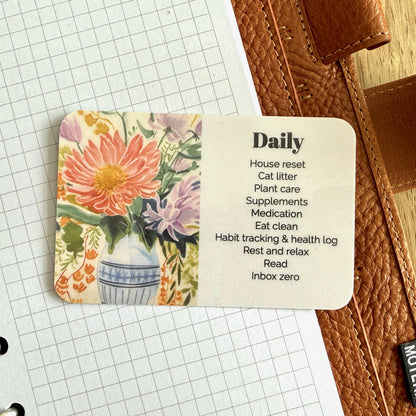 Custom Task Card - Painted Flowers - Personalised Task Card for Your Planner - Add Tasks, Routines, Reminders - Functional, Minimal Deco