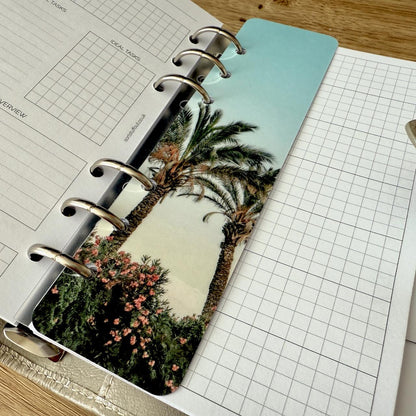 Summer Photo Page Marker - Palm Sunset - Choose A5, B6, Personal Wide, Personal, A6, Pocket, Mini - Add Custom Text - Planner Bookmark