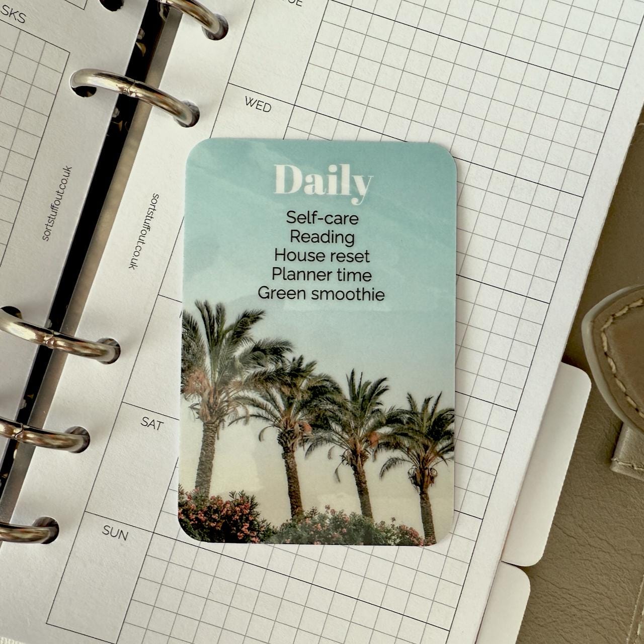 Custom Summer Task Card - Palm Sunset - Personalised Task Card for Your Planner - Add Tasks, Routines, Reminders - Functional, Minimal Deco