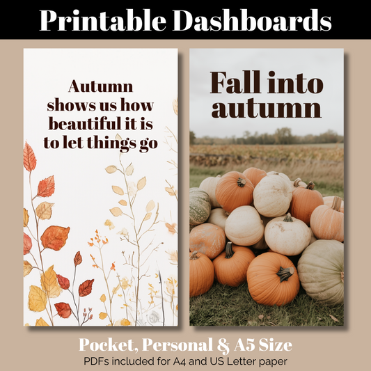 Autumn Dashboards - A5, Personal & Pocket Size - Free Printable