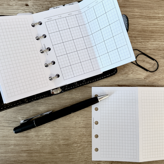 Basic Monthly Foldout Grid Inserts for MINI PLANNERS  Filofax Mini - Printed Planner Inserts