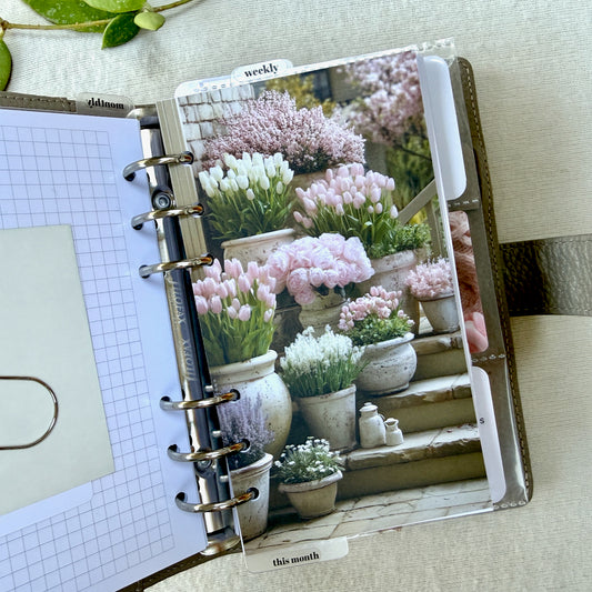 Pink Spring Garden Dashboard - Choose Your Size - Ring or Disc Planners