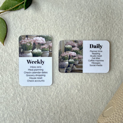 Pink Spring Garden Card - Custom Text for Your Planner - Add Tasks, Routines, Reminders, Quotes - Horizontal or Vertical