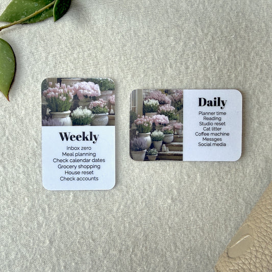 Pink Spring Garden Card - Custom Text for Your Planner - Add Tasks, Routines, Reminders, Quotes - Horizontal or Vertical