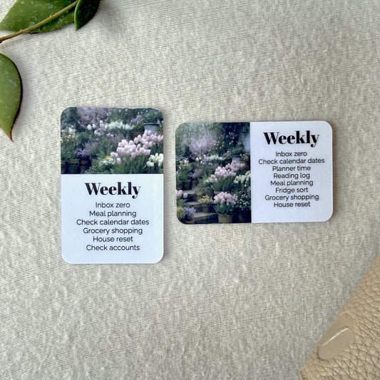 Purple Spring Garden Card - Custom Text for Your Planner - Add Tasks, Routines, Reminders, Quotes - Horizontal or Vertical