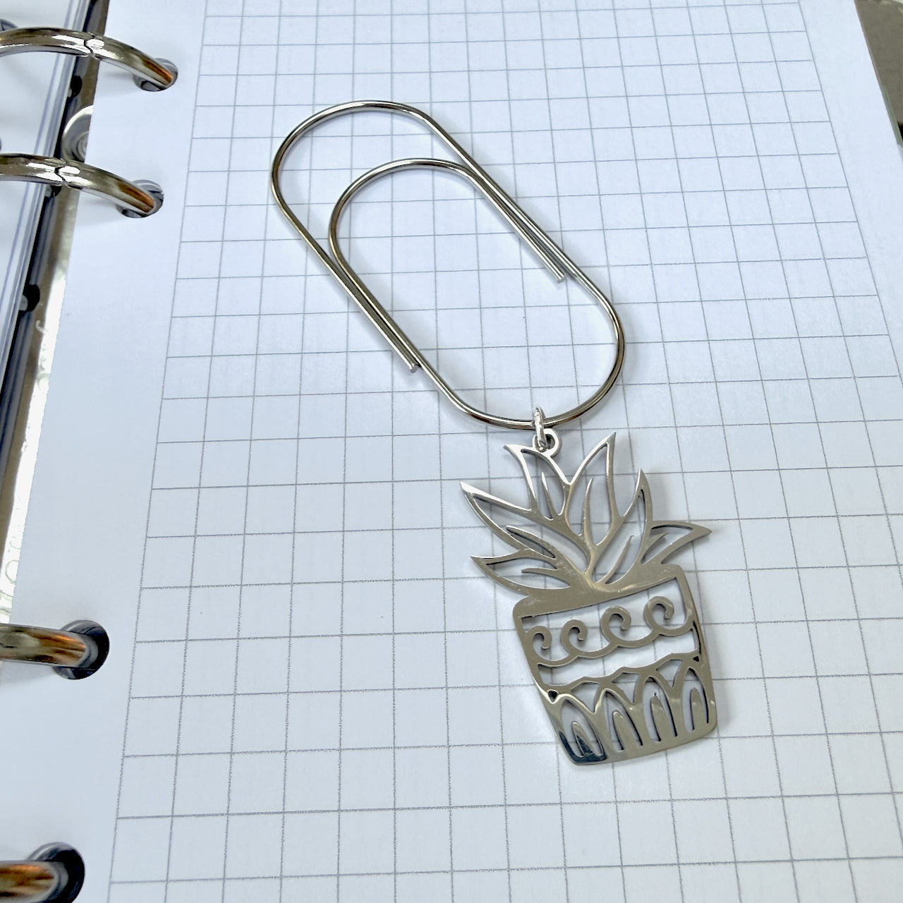 Silver Plant Pot Page Marker Clip