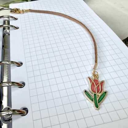 Red Tulip Page Marker - Choose Your Size - Ring Planner Bookmark