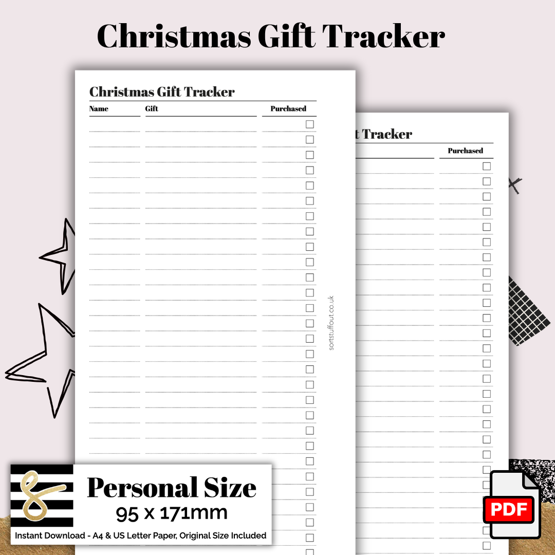 Personal Christmas Gift Tracker FREE Printable PDF - Instant Download - Disc or Rings - Productivity Insert