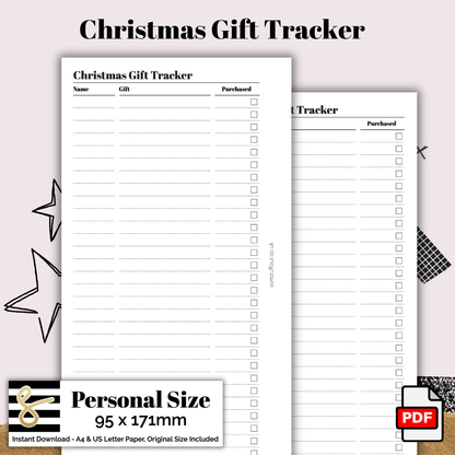 Personal Christmas Gift Tracker FREE Printable PDF - Instant Download - Disc or Rings - Productivity Insert