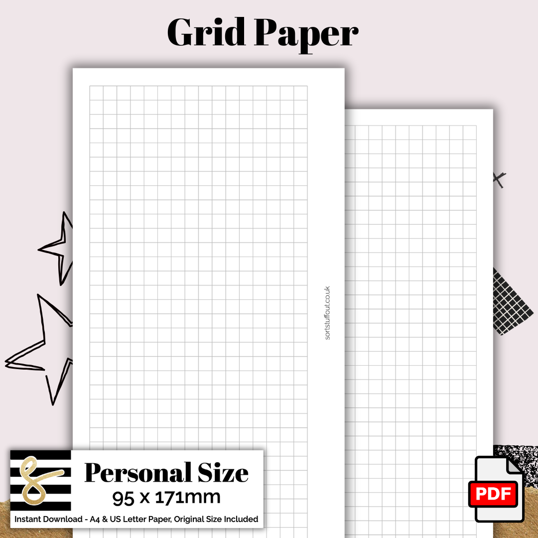 Personal Grid Paper Printable PDF - Instant Download - Disc or Rings - Productivity Insert