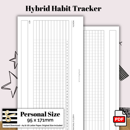 Personal Hybrid Habit Tracker Printable PDF - Instant Download - Disc or Rings - Mind & Body Insert