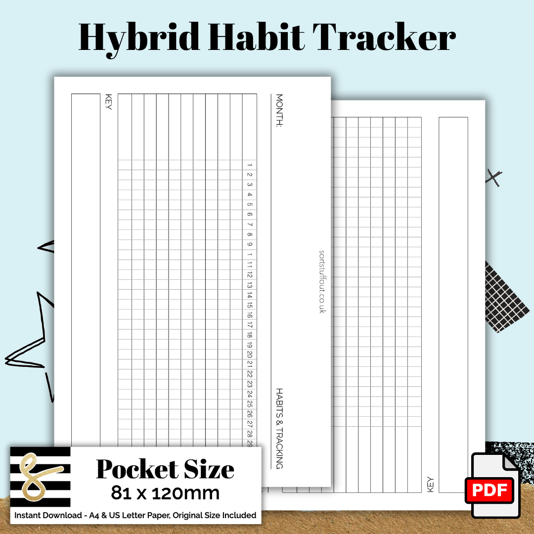 Pocket Hybrid Habit Tracker Printable PDF - Instant Download - Disc or Rings - Mind & Body Insert