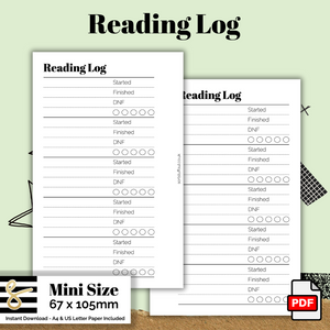 Reading Log - Mini Size - Free Printable