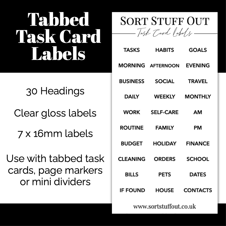 Tabbed Task Card & Mini Divider Labels - Routines, Habits, Tasks - Cle ...