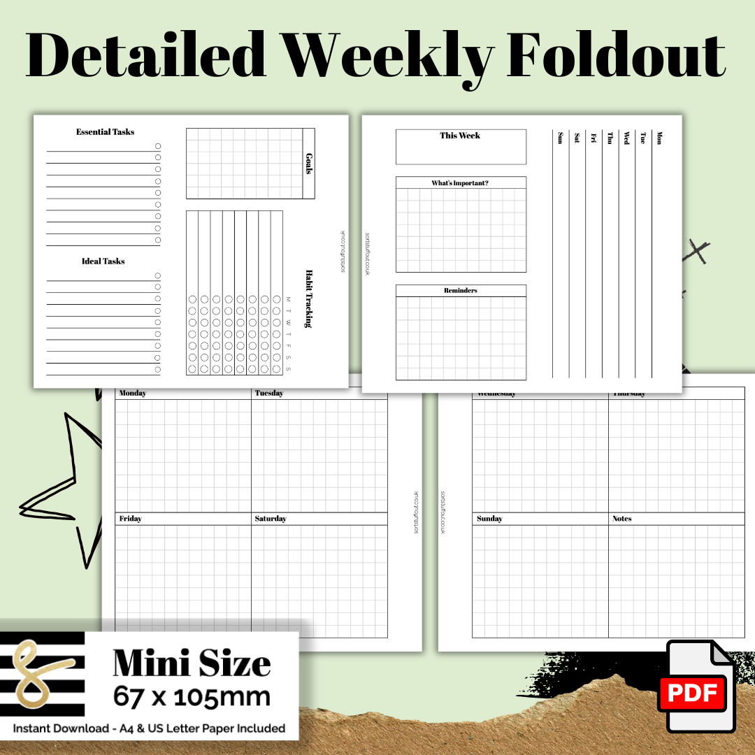 Detailed Weekly Foldout - Mini Size - Free Printable