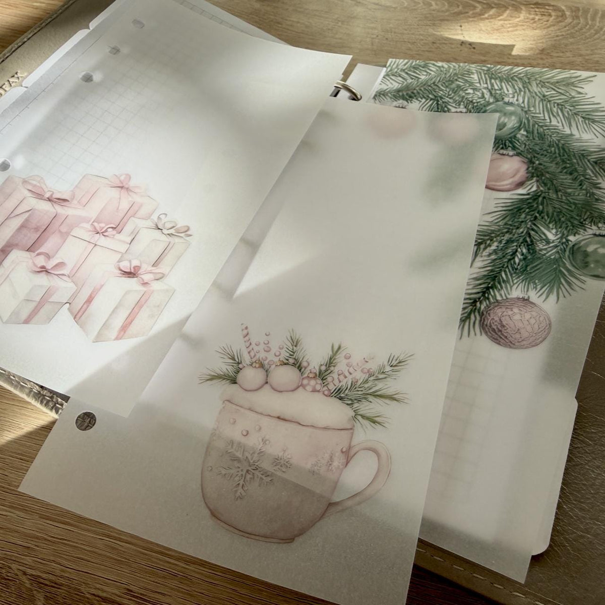 Pink Christmas Vellum Dashboards - Set of 3 - Choose Your Size