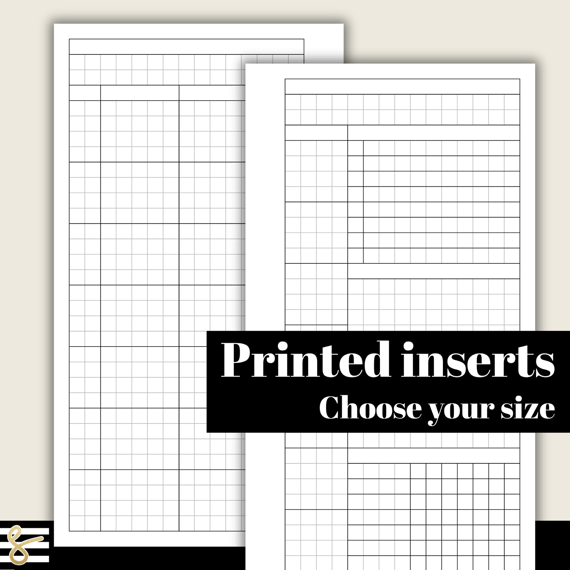 a set of three printable sheets with the words printed inserts choose your size